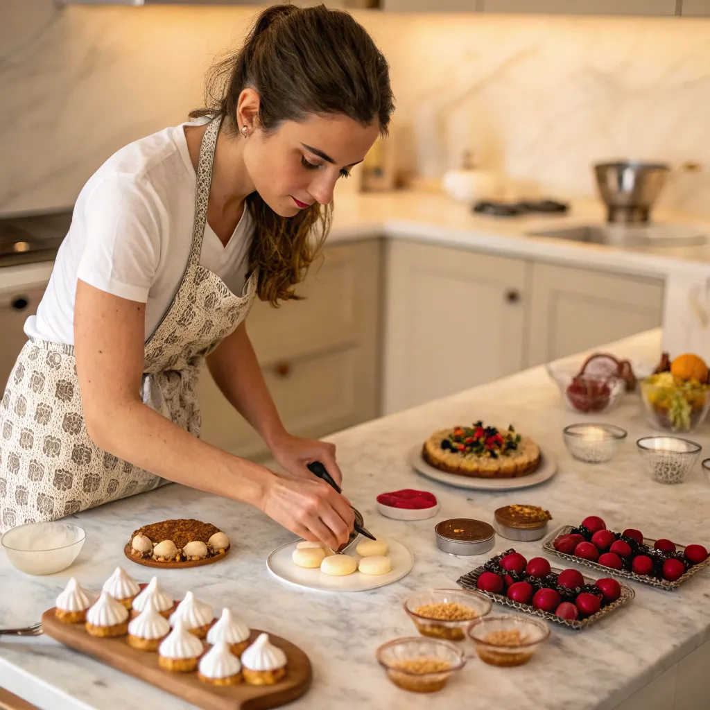 Emma preparing Italian desserts