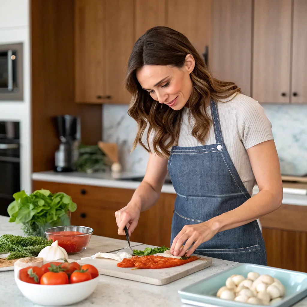 Sophia cooking Italian dishes